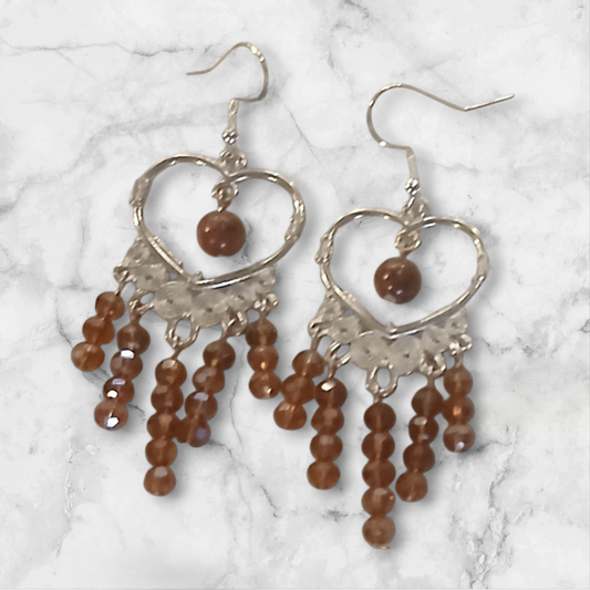 Handmade sandstone and crystal earrings