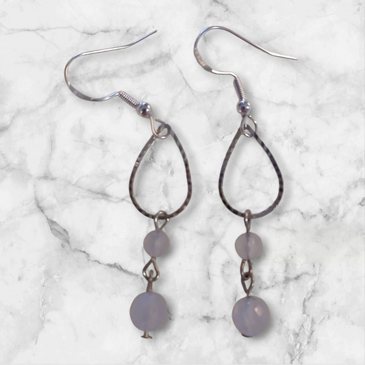 Handmade dainty agate bead earrings