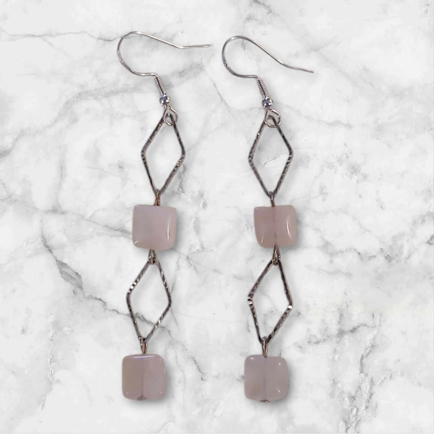 Handmade rose quartz earrings