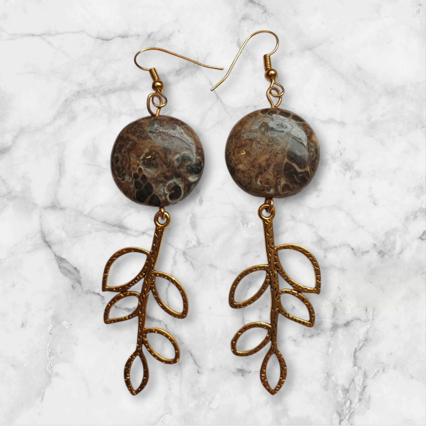 Handmade fossil earrings