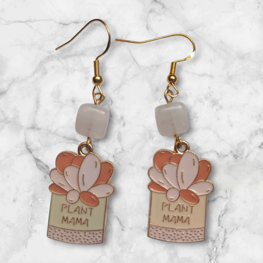 Handmade rose quarts earrings