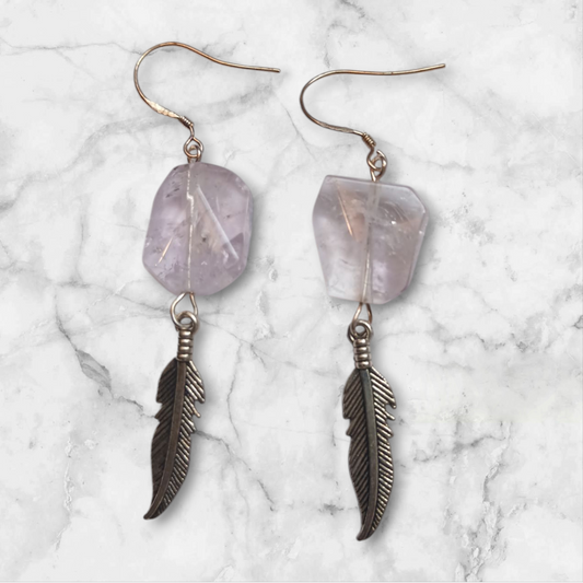 Handmade kunzite earrings