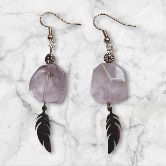 Handmade kunzite earrings