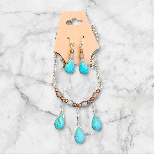 Handmade immitation turquoise jewelry set